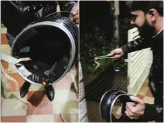 हेलमेट में छुपा था सांप... फिर शख्स ने इस तरह से बाहर निकाला! ये वीडियो देखें और सतर्क रहें