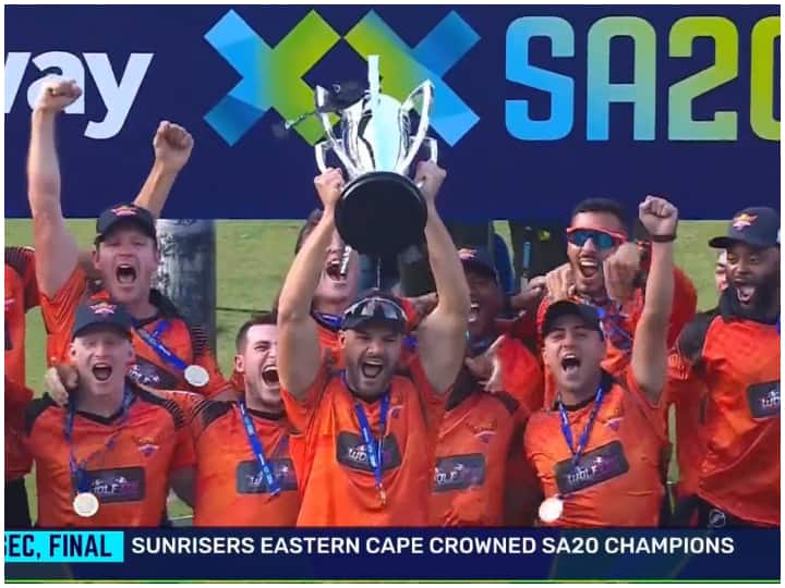 SA20 2023 Final Sunrisers Eastern Cap won the first title of South Africa T20 League, Roelof van der Merwe got man of the match SA20 2023 Final: सनराइजर्स ईस्टर्न कैप ने जीता साउथ अफ्रीका टी20 लीग का खिताब, जानें किसे मिला 'मैन ऑफ द मैच'