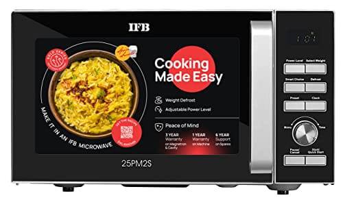 IFB 25 L Solo Microwave Oven : इस ओवन में आप रेस्तरां के जैसा खाना घर पर ही तैयार कर सकते हैं. यह माइक्रोवेव ओवन आपकी कुकिंग को काफी आसान बना देगा. यह वाला माइक्रोवेव ओवन पुश कंट्रोल बटन और जॉग डायलर के साथ आता है. इसकी खास बात यह है कि इसमें सेफ्टी के लिए चाइल्ड लॉक भी दिया गया है.
