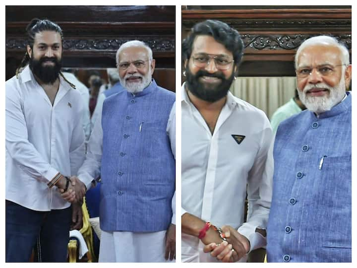 'KGF' star Yash, 'Kantara' actor-director Rishab Shetty and comedian Shraddha Jain met Prime Minister Narendra Modi in Bengaluru on Monday.