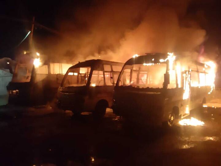 Hyderabad: 3 Private Buses Gutted In Fire In Kukatpally Hyderabad: 3 Private Buses Gutted In Fire In Kukatpally