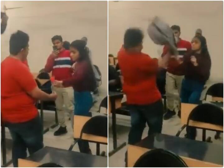 young boy is seen proposing girl in classroom video goes viral Video: क्लासरूम में ही लड़की को कर दिया प्रपोज, फिर गुस्से में आई लड़की ने जो किया वो आप देख लीजिए