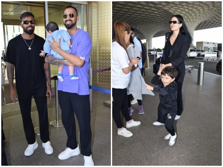 Hardik Pandya Natasa Airport: भारतीय क्रिकेटर हार्दिक पांड्या और उनकी एक्ट्रेस-पत्नी नताशा स्टेनकोविक पांड्या को एयरपोर्ट पर स्पॉट किया गया. कपल ने अपनी शादी के लिए उदयपुर के लिए फ्लाइट ली है.