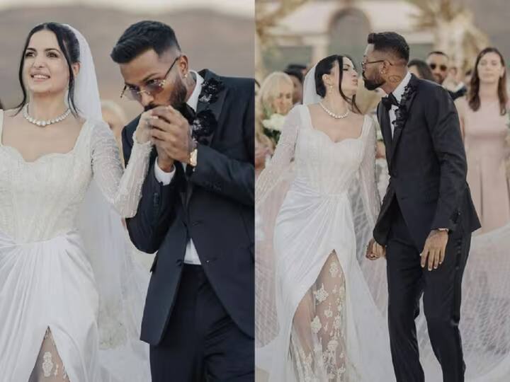 Hardik Pandya Wedding Pics: हार्दिक पांड्याने व्हॅलेंटाईन डेच्या दिवशी उदयपूरमध्ये त्याची पत्नी नताशा स्टॅनकोविकसोबत पुन्हा विवाहबद्ध झाला. या विवाह सोहळ्यातचे फोटो आता सोशल मीडियावर समोर आले आहेत.