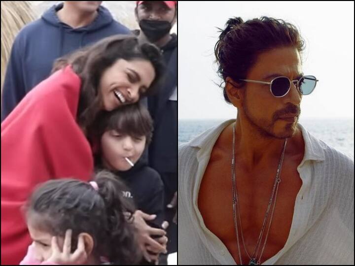 Deepika Padukone hugs Shah Rukh Khans son AbRam while shooting Besharam Rang Besharam Rang Making: 'बेशर्म रंग' की शूटिंग पर दिखी दीपिका-अबराम की क्यूट केमिस्ट्री, शाहरुख खान बोले- ये है फैमिली वेकेशन