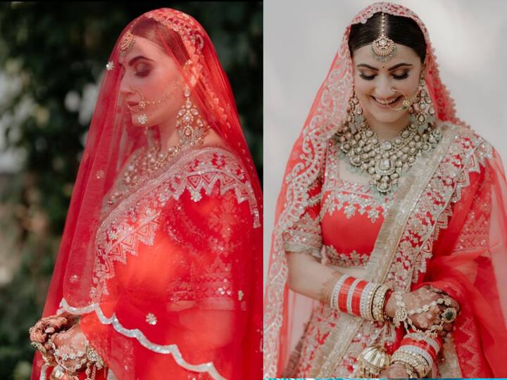 Actress Shivaleeka Oberoi and director Abhishek Pathak recently got hitched, and photos of Shivaleeka's bridal look are causing quite a stir on social media. Take a look.