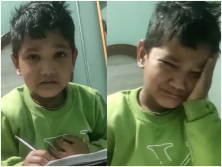 Video of mother forcefully teaching son goes viral on Social media Video: बेटे को जबरदस्ती पढ़ा रही मां, रिएक्शन देख यूजर्स का पिघला दिल