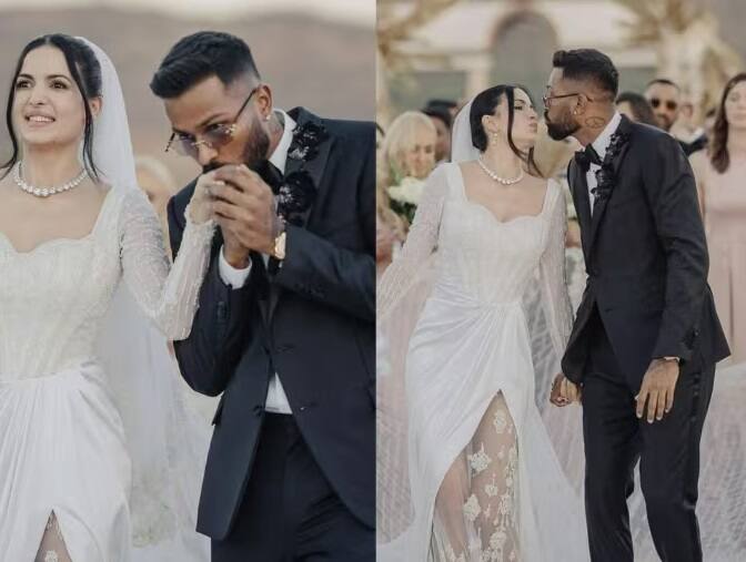 Hardik Pandya Wedding Pics: ભારતીય ક્રિકેટર હાર્દિક પંડ્યાએ વેલેન્ટાઈન ડે પર ઉદયપુરમાં તેની પત્ની નતાશા સ્ટેનકોવિક સાથે ફરીથી લગ્ન કર્યા હતા.