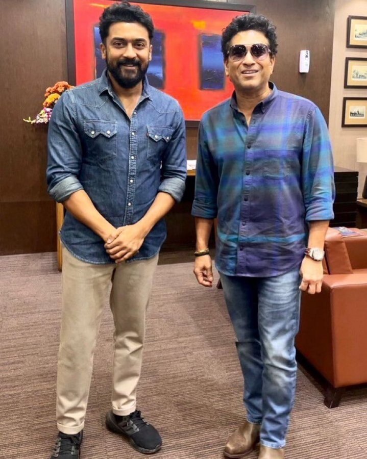 Suriya with Sachin: கூல் சச்சினுடன் க்யூட் சூர்யா... இணையத்தில் வைரலாகும் புகைப்படம்!