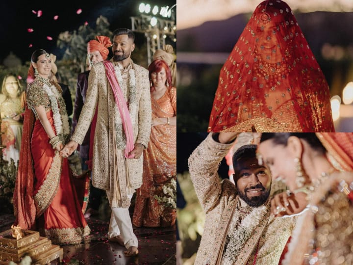 Hardik Pandya-Natasa Stankovic ने 14 फरवरी को उदयपुर में दोबारा शादी की है. जिसकी कुछ और तस्वीरें अब सामने आई हैं. तस्वीरों में कपल हिंदू रीति-रिवाजों से सात फेरे लेते हुआ दिखा.