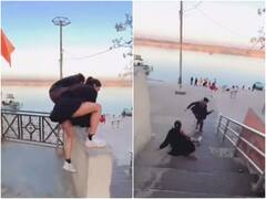 रील बनाने के चक्कर में स्टंट करना पड़ा भारी, वीडियो में देखें किस तरह सीढ़ियों से गिरी लड़की