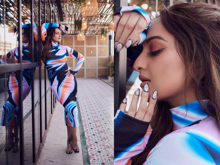 Sonakshi Sinha is quite active on social media and keeps giving her fans a peek into her life. Recently she shared a couple of pictures in a multi-coloured dress. Take a look.