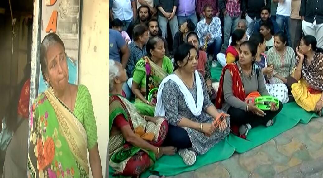 Ahmedabad: People protested road cutting in Naranpura by chanting Ramdhun Ahmedabad: નારણપુરામાં રોડ કપાતનો લોકોએ રામધૂન બોલાવી વિરોધ કર્યો, મહિલાઓ ચોધાર આંસુએ રડી પડી