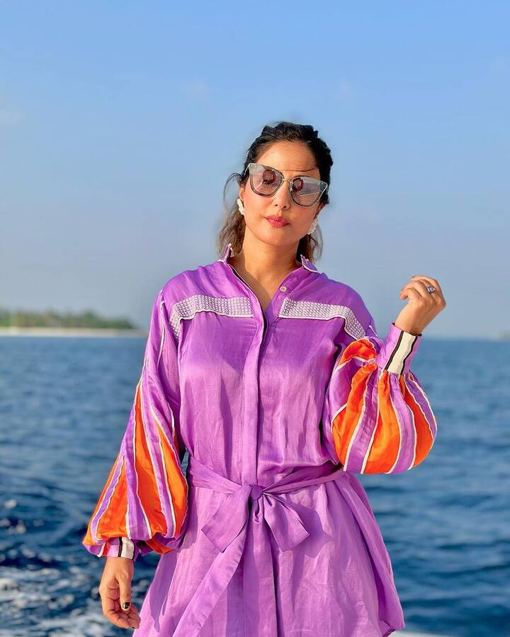 Hina Khan PHOTO: ટીવી એક્ટ્રેસ હિના ખાન આ દિવસોમાં માલદીવમાં વેકેશન માણી રહી છે. આ દરમિયાન તેણે કેટલીક તસવીરો શેર કરી છે.