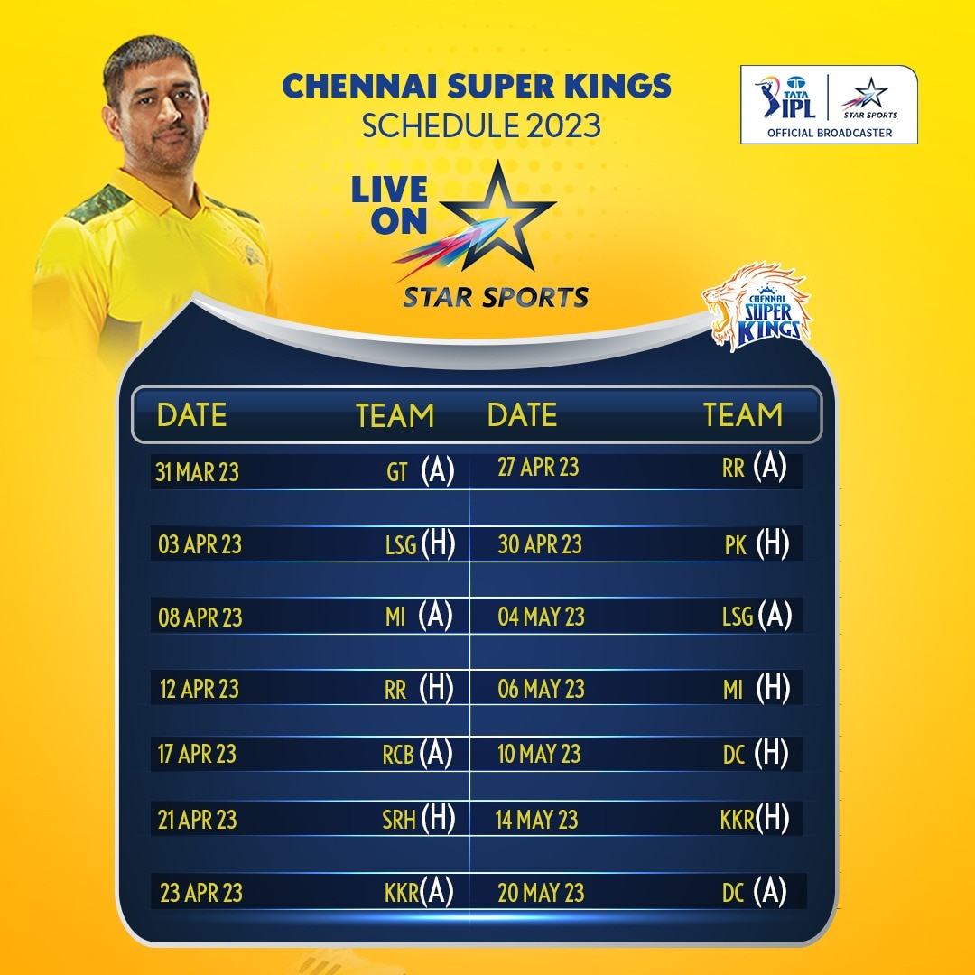IPL 2023 Chennai Super Kings Schedule Announced For IPL Season 16 — Check CSK Fixtures