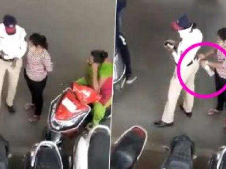 Pune Women Traffic Constable Captured In Video Taking Bribe video viral on social media Pune: पुणे में रिश्वत लेते CCTV में कैद हुई महिला हवलदार, वाहन चेकिंग के दौरान वर्दी को किया दागदार