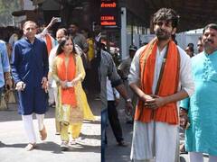 Shehzada के लिए बप्पा की शरण में Kartik Aaryan, मां-पापा के साथ सिद्धिविनायक में माथा टेका, देखें तस्वीरें