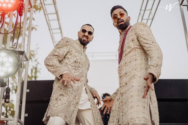 Hardik and his family were captured sharing some candid moments at his wedding festivities.