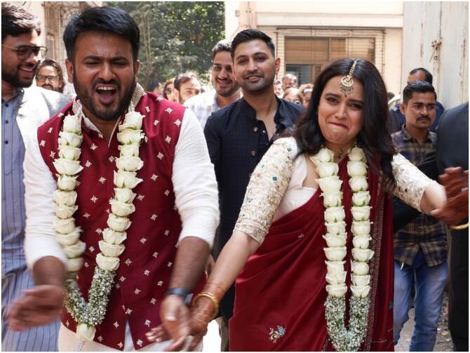 Swara Bhaskar Fahad Zirar Ahmad Marriage Actress Wore Mother Sari And Jewellery New Photos Viral | Swara Bhasker Wedding: स्वरा ने कोर्ट मैरिज के लिए पहनी थी मां की साड़ी और ज्वैलरी,