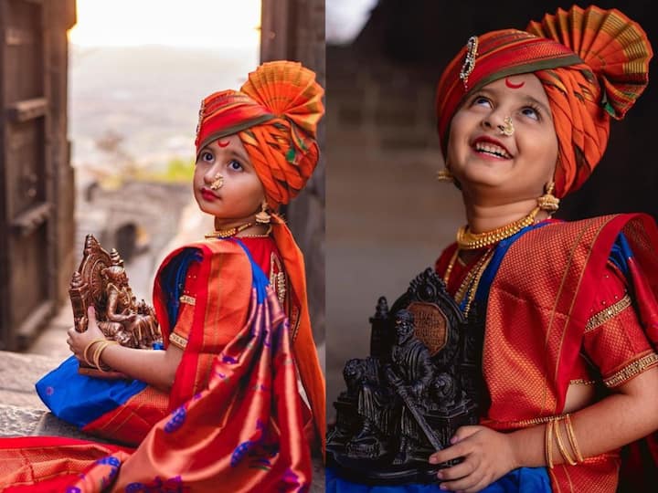 नऊवारी साडी, नाकात नथ, कपाळी चंद्रकोर, डोक्याला फेटा असा साज मायराने केला आहे.