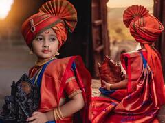 Myra Vaikul : नऊवारी साडी, नाकात नथ, कपाळी चंद्रकोर, डोक्याला फेटा; चिमुकल्या मायराचं शिवजयंतीनिमित्त खास फोटोशूट