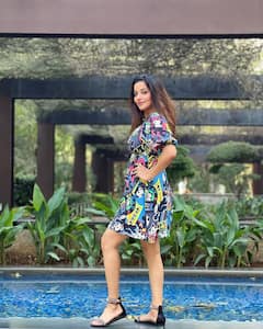 Bhojpuri Actor Monalisa Aces Quirky Prints In A Comfy Dress. See Pics