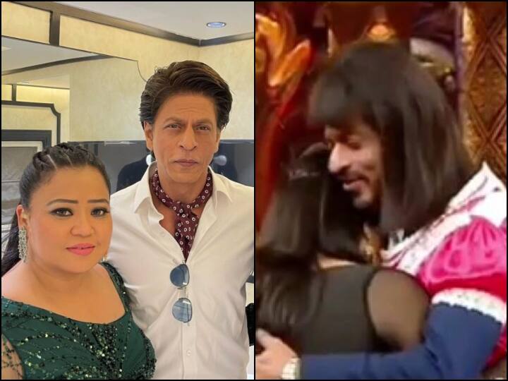When Shah Rukh Khan dressed up as Bharti Singh Character Lalli later comedian get emotional watch video Shah Rukh Khan को अपने 'लल्ली' किरदार में देख भर आईं थीं Bharti Singh की आंखें, इमोशनल होकर लगा लिया था गले, देखें वीडियो