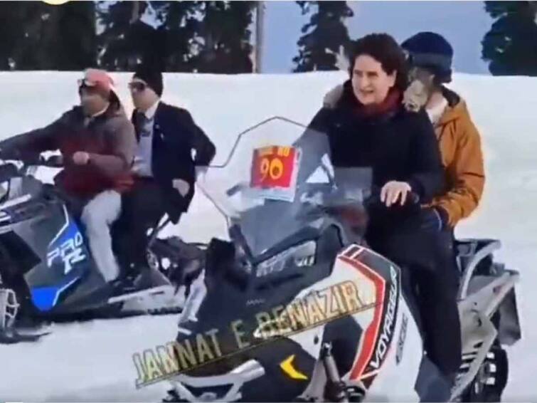 Rahul Gandhi Priyanka Gandhi Skiing Gulmarg Snowmobile Jammu And Kashmir Bharat Jodo Yatra 3296