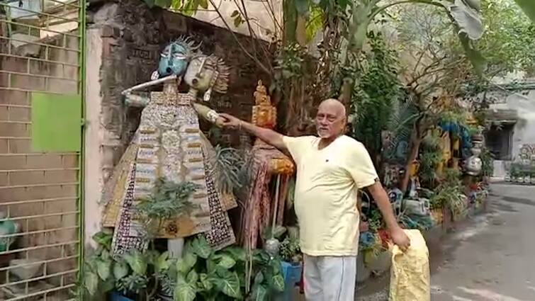 Retired Clerk Of Howrah Court Now Decorates His Area With Used Water Bottle By Designing Flower Basket And Idols Kolkata News:পরিত্য়ক্ত জলের বোতল দিয়েই বাহারি ফুলের টব, দেবতার মূর্তি! প্রবীণের সৃষ্টিশীলতার 'কিছুই যায় না ফেলা...'