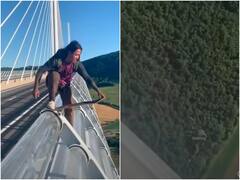 देखते ही देखते सैकड़ों फीट ऊंचे पुल से नीचे कूद गई लड़की, वीडियो देख लोग सन्न रह गए