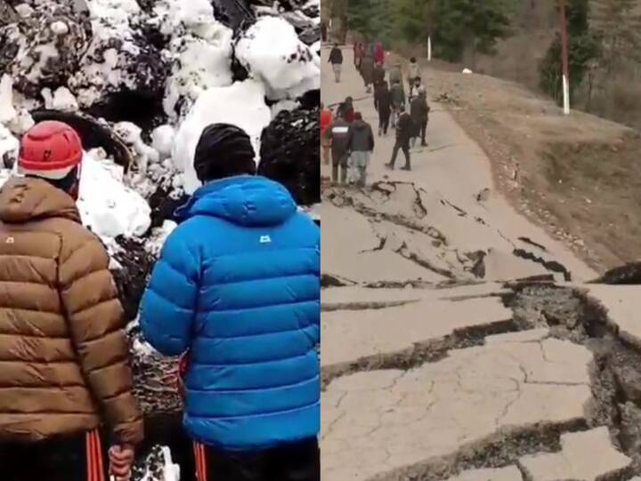 A landslide occured at Rezin, Gagangeer area of Sonamarg in Ganderbal district and Duksar Dal village in Gool sub-division, 45 km from Ramban district.(Photo: Twitter/ANI)