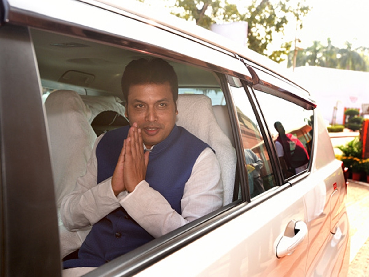 Former Tripura CM BJP Leader Biplab Deb Narrow Escape After Car Meets ...