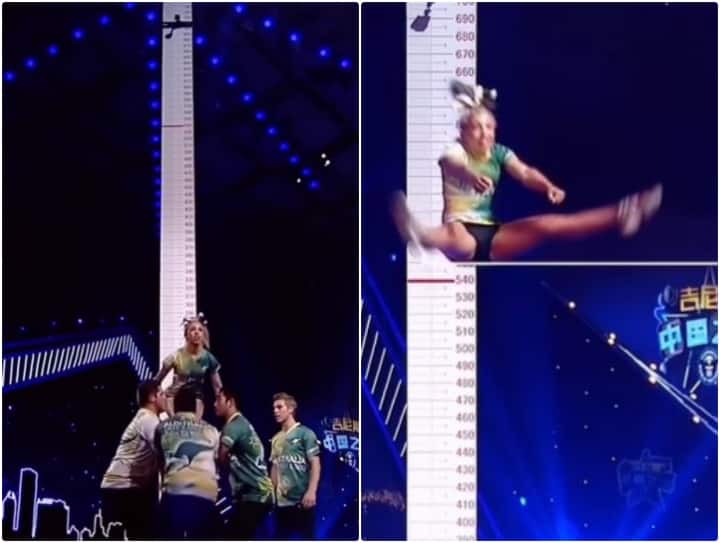 Cheerleaders are seen tossing baskets up to 18 feet in air Highest