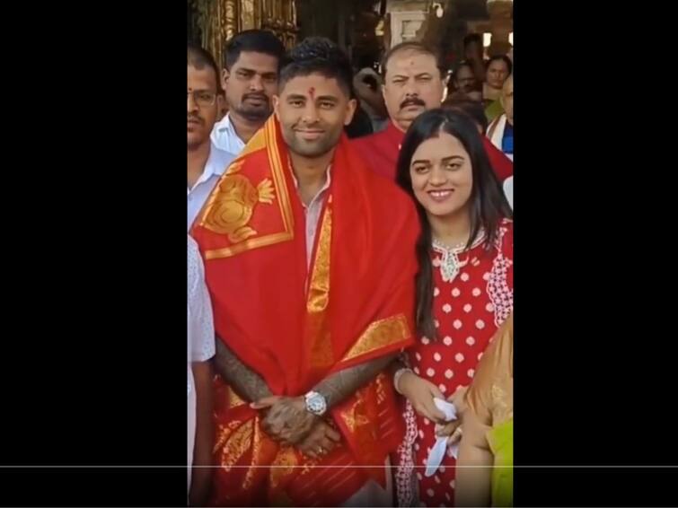suryakumar yadav visits tirupati temple with his wife inbetween australia test series Suryakumar yadav: திருப்பதியில் மனைவியுடன் சூர்யகுமார் யாதவ் தரிசனம்.. - வைரல் வீடியோ