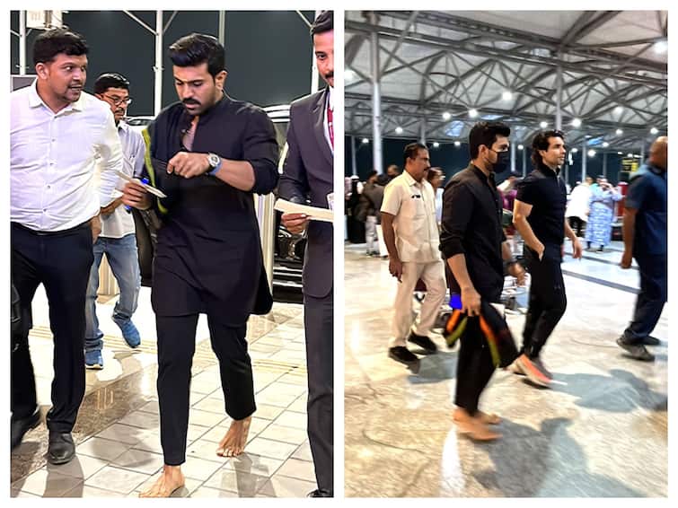 Ram Charan Walks Barefoot At Airport As He Leaves For US Ahead Of Oscars 2023. Watch Ram Charan Walks Barefoot At Airport As He Leaves For US Ahead Of Oscars 2023. Watch