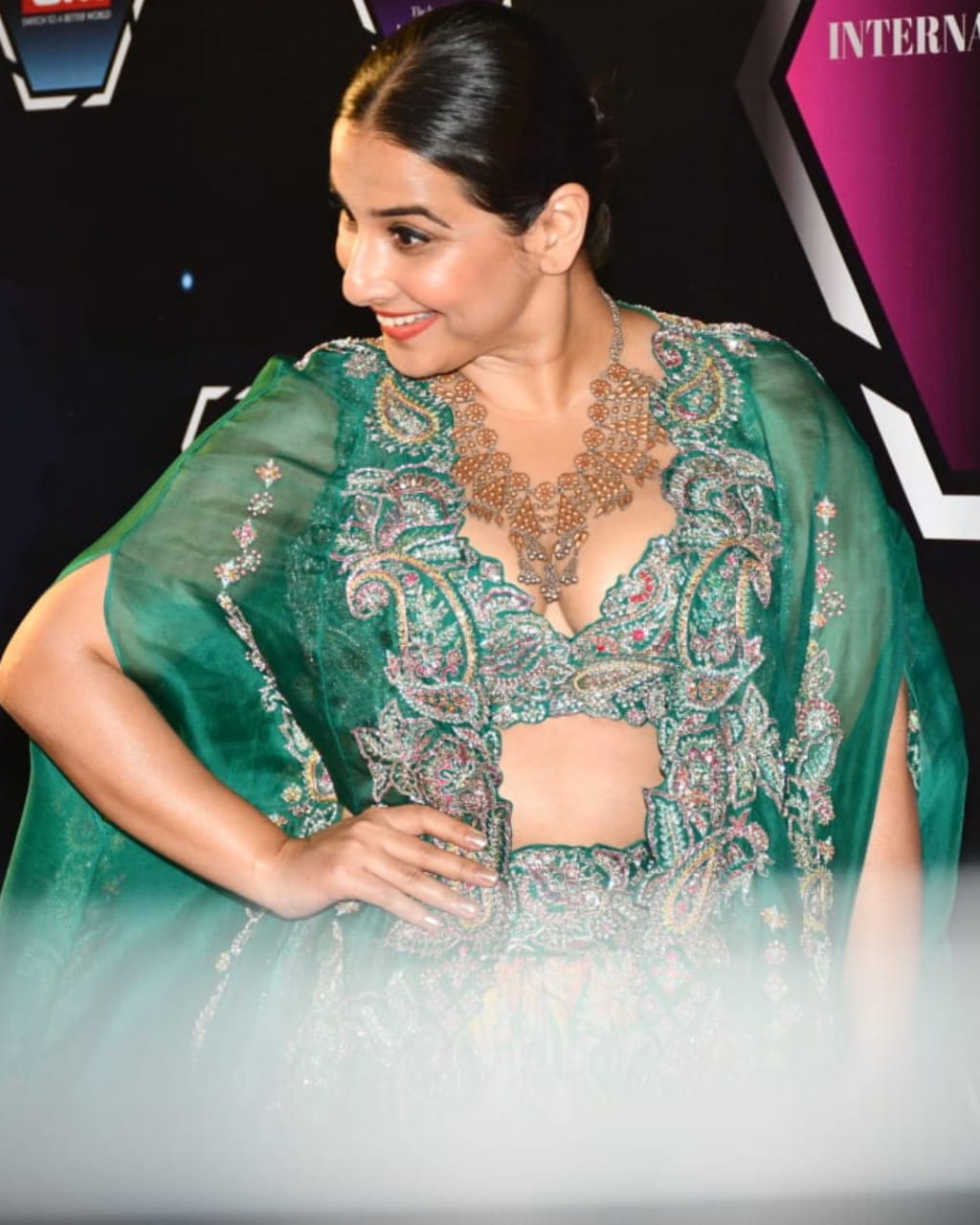 Vidya Balan Flaunts Green Lehanga