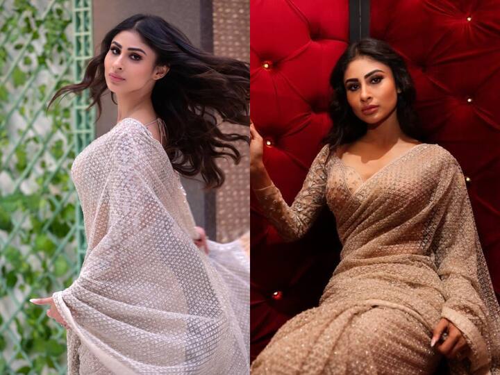 Mouni Roy is in Qatar. The Brahmastra actor wore a Falguni Shane Peacock saree looking regal. The actor also raised the glam level with her look. Check out pics.