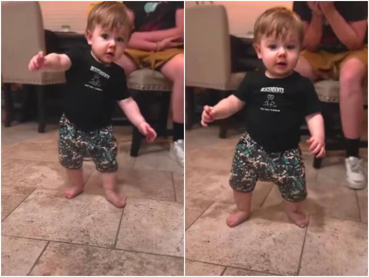 baby suddenly started dancing while taking first step kids viral video पहली बार चलने की कोशिश कर रहा बच्चा अचानक नाचने लगा, दिल खुश कर देगा ये Video