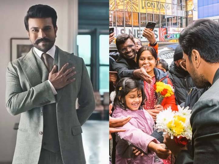 Ram Charan stopped to console a young fan in the US who broke into tears after not getting to meet the RRR actor photos viral Ram Charan Fan: राम चरण ने विदेश में अपनी नन्ही फैन के लिए किया कुछ ऐसा, जीत लिया लोगों का दिल, देखिए तस्वीरें