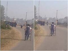 एक पैर से दिव्यांग होने के बाद भी लड़की जा रही स्कूल, वीडियो देख हो जाएंगे इमोशनल