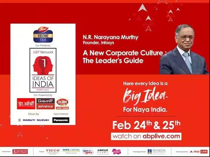 ABP Network Ideas Of India 2023 Infosys Founder NR Narayana Murthy guests details ABP Ideas Of India Summit 2023: ਇਨਫੋਸਿਸ ਦੇ ਸੰਸਥਾਪਕ ਐਨਆਰ ਨਰਾਇਣ ਮੂਰਤੀ ਵਿਕਸਤ ਹੋ ਰਹੇ ਕਾਰਪੋਰੇਟ ਸੱਭਿਆਚਾਰ 'ਤੇ ਚਰਚਾ ਕਰਨਗੇ  