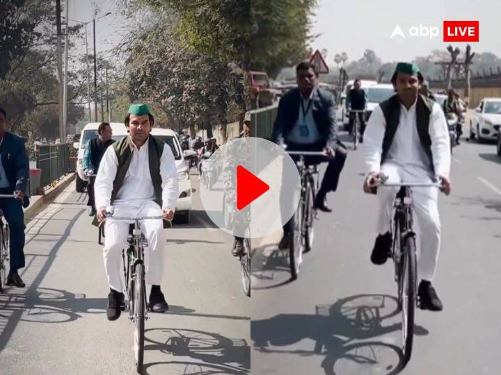 Tej Pratap Yadav bicycle ride on Patna Road mulayam singh yadav came in my dream hug me Watch Tej Pratap yadav viral video Watch: साइकिल पर सवार होकर दफ्तर पहुंचे तेज प्रताप यादव, कहा- 'सपने में मुलायम सिंह यादव आए, मुझे गले से लगाया'
