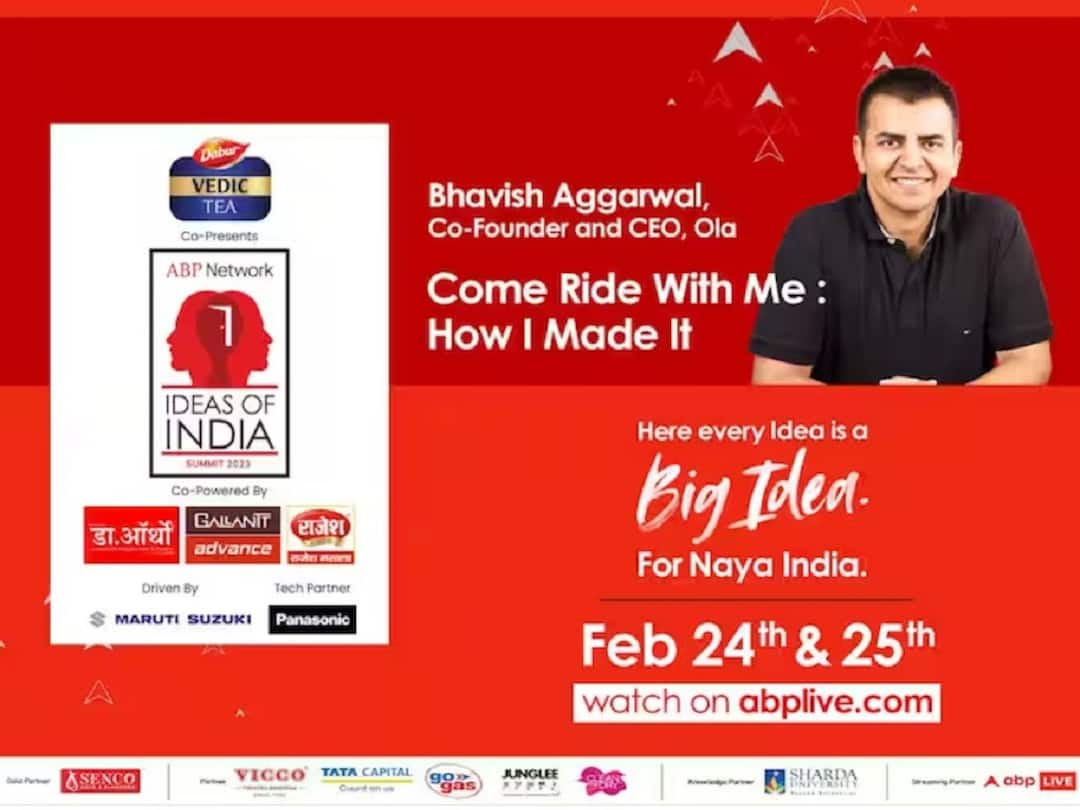 Ideas of India 2023 by ABP Network Bhavish Aggarwal Ola Cabs Electric Date Guests Details ABP Network Ideas of India Summit 2023: దేశాన్ని ప్రపంచంలోనే అతిపెద్ద ఈవీ హబ్‌గా మార్చే ప్రణాళిక, ఏబీపీ నెట్ వర్క్ ఆధ్వర్యంలో!