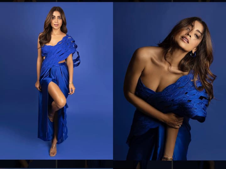 Shriya Saran is not just a talented actor, but also a fashion queen. Recently, she was seen at the Dadasaheb Phalke Awards in a stylish blue outfit. Here are the pictures.