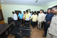 గన్నవరంలో చంద్రబాబు పర్యటన- ధ్వంసమైన ఆఫీసు, వాహనాల పరిశీలన