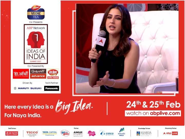 ideas of india 2023 by abp network sara ali khan spoke about nepotism read here  Ideas of India 2023: 'મા-બાપને નથી બદલી શકતી',સારા અલી ખાને નેપોટિઝ્મ પર આપ્યું ચોંકાવનારુ નિવેદન