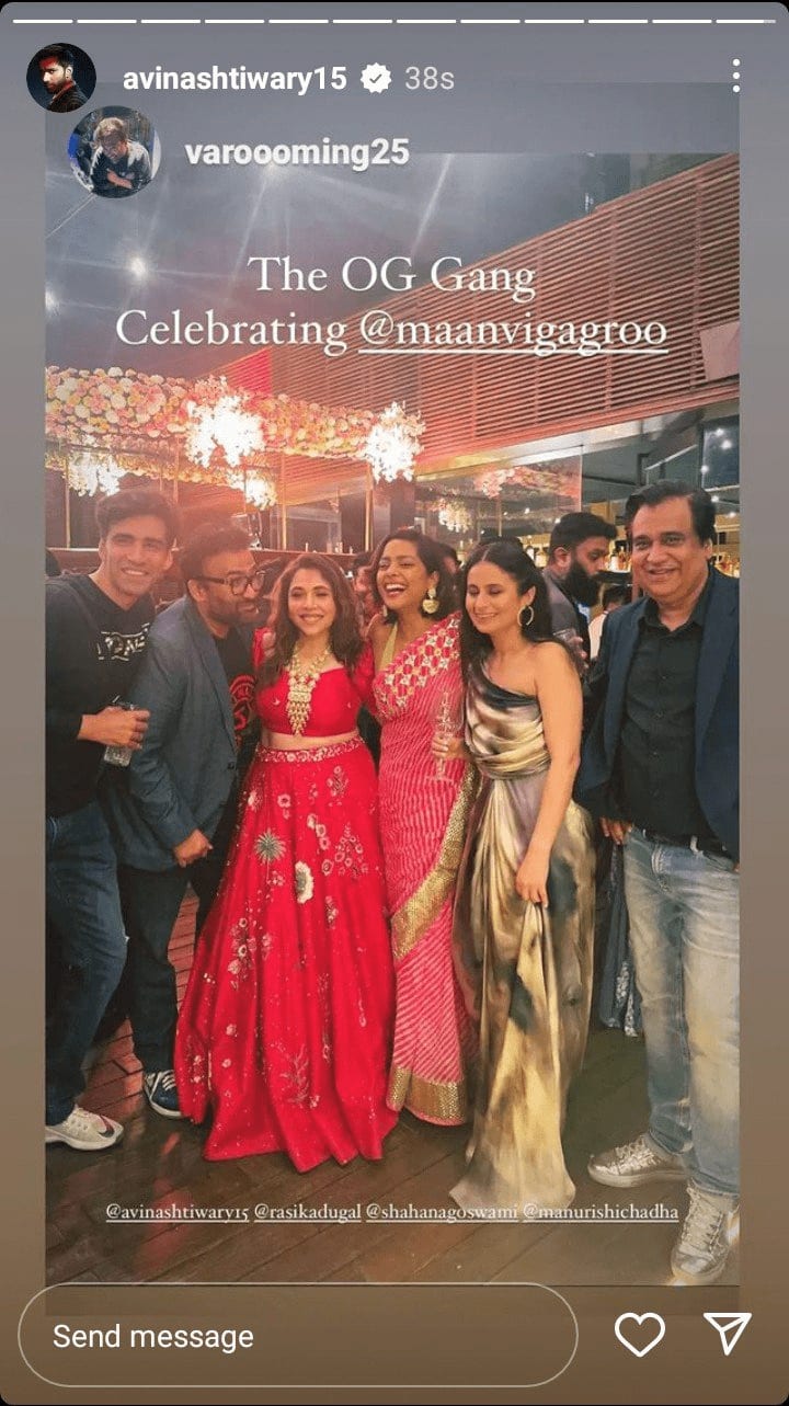 Maanvi, Varun, and their family members were joined in the celebration by a number of celebrities and their close friends, including Sayani Gupta and Bani J.