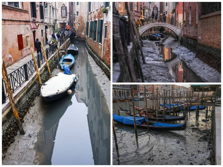 The picturesque Venice, which usually attracts tourists for the canals that pass through the city is witnessing low tides grounding the boats and gondolas.