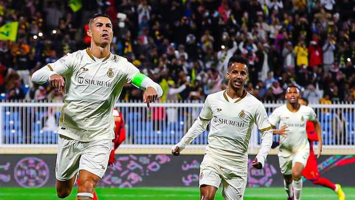 Al Nassr 3-0 win vs Damac Saudi Pro League Cristiano Ronaldo completes second hat-trick three games single-handedly wins match Al Nassr watch video Ronaldo Hat-trick: তিন ম্যাচে দুই হ্যাটট্রিক, সৌদির লিগে আগুন ঝরাচ্ছেন ক্রিশ্চিয়ানো রোনাল্ডো
