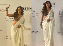 Shilpa Shetty Photos: सफेद साड़ी में हूर सी सजीं शिल्पा शेट्टी, पतली कमर लचकाते हुए मारी इवेंट में ग्लैमर भरी एंट्री...
